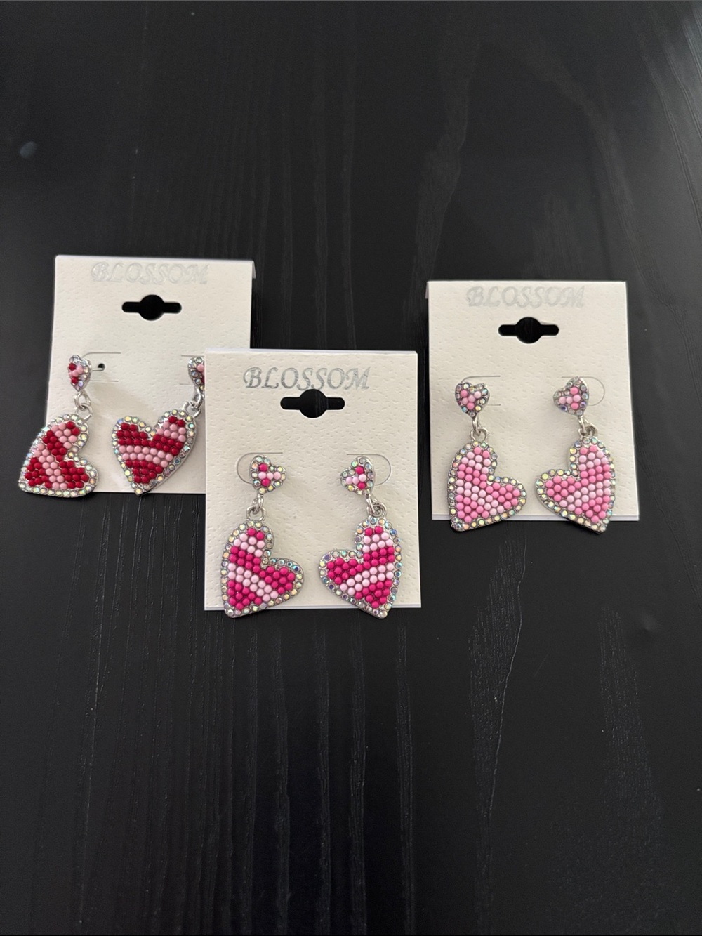 Pink Heart Earrings - Picture 2 of 3